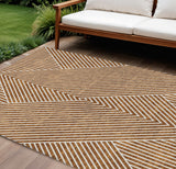 8' X 10' Terra Cotta And Ivory Geometric Washable Indoor Outdoor Area Rug