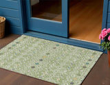 3' X 5' Sage Ivory And Teal Blue Southwestern Washable Indoor Outdoor Area Rug