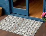 3' X 5' Ivory Red And Gray Geometric Washable Indoor Outdoor Area Rug