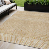 5' X 8' Gold And Ivory Chevron Washable Indoor Outdoor Area Rug