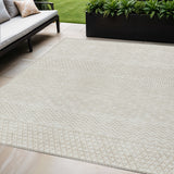 5' X 8' Ivory And Beige Chevron Washable Indoor Outdoor Area Rug