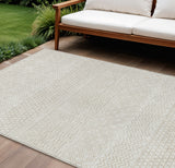 8' X 10' Ivory And Beige Chevron Washable Indoor Outdoor Area Rug