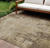 8' X 10' Brown And Beige Abstract Washable Indoor Outdoor Area Rug
