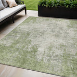 5' X 8' Green And Ivory Abstract Washable Indoor Outdoor Area Rug