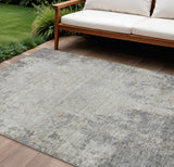 8' X 10' Gray And Ivory Abstract Washable Indoor Outdoor Area Rug