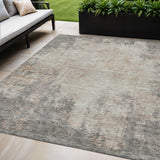 5' X 8' Taupe And Ivory Abstract Washable Indoor Outdoor Area Rug
