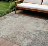 8' X 10' Taupe And Ivory Abstract Washable Indoor Outdoor Area Rug
