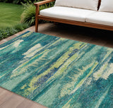 8' X 10' Emerald And Lime Green Abstract Washable Indoor Outdoor Area Rug