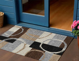 3' X 5' Pewter Gray And Black Geometric Washable Indoor Outdoor Area Rug