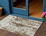3' X 5' Brown And Ivory Abstract Washable Indoor Outdoor Area Rug