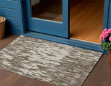 3' X 5' Brown And Ivory Abstract Washable Indoor Outdoor Area Rug