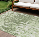 8' X 10' Green And Ivory Abstract Washable Indoor Outdoor Area Rug