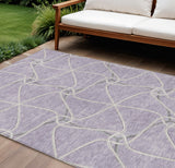 8' X 10' Lavender And Ivory Geometric Washable Indoor Outdoor Area Rug