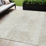 5' X 8' Ivory And Beige Abstract Washable Indoor Outdoor Area Rug