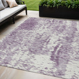 5' X 8' Lavender And Ivory Abstract Washable Indoor Outdoor Area Rug