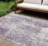 8' X 10' Lavender And Ivory Abstract Washable Indoor Outdoor Area Rug