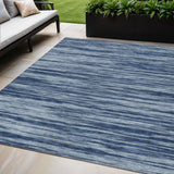 5' X 8' Blue And Navy Blue Abstract Washable Indoor Outdoor Area Rug