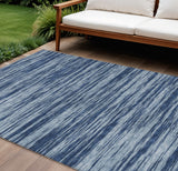 8' X 10' Blue And Navy Blue Abstract Washable Indoor Outdoor Area Rug