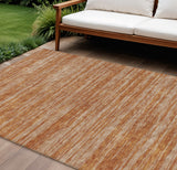 8' X 10' Copper And Rust Abstract Washable Indoor Outdoor Area Rug