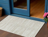3' X 5' Ivory And Beige Abstract Washable Indoor Outdoor Area Rug