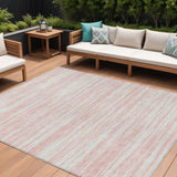 8' X 10' Pink And Ivory Abstract Washable Indoor Outdoor Area Rug
