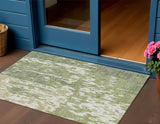 3' X 5' Sage And Ivory Abstract Washable Indoor Outdoor Area Rug