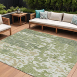 8' X 10' Sage And Ivory Abstract Washable Indoor Outdoor Area Rug