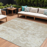 8' X 10' Beige And Ivory Abstract Washable Indoor Outdoor Area Rug
