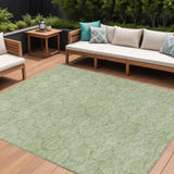 8' X 10' Sage And Ivory Geometric Washable Indoor Outdoor Area Rug