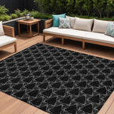 8' X 10' Black And White Geometric Washable Indoor Outdoor Area Rug