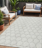 5' X 8' Ivory And Black Geometric Washable Indoor Outdoor Area Rug