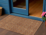 3' X 5' Orange And Ivory Geometric Washable Indoor Outdoor Area Rug