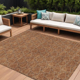 8' X 10' Orange And Ivory Geometric Washable Indoor Outdoor Area Rug