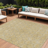 8' X 10' Wheat And Gray Geometric Washable Indoor Outdoor Area Rug