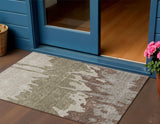 3' X 5' Beige And Taupe Abstract Washable Indoor Outdoor Area Rug