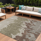 8' X 10' Beige And Taupe Abstract Washable Indoor Outdoor Area Rug