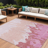 8' X 10' Blush And Pink Abstract Washable Indoor Outdoor Area Rug