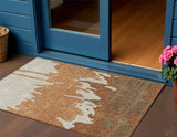 3' X 5' Orange And Brown Abstract Washable Indoor Outdoor Area Rug
