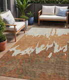 5' X 8' Orange And Brown Abstract Washable Indoor Outdoor Area Rug