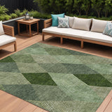 8' X 10' Green Mint Green And Sage Argyle Washable Indoor Outdoor Area Rug
