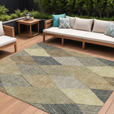 8' X 10' Brown Gold And Taupe Argyle Washable Indoor Outdoor Area Rug