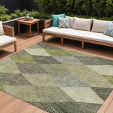 8' X 10' Olive Green Gray And Ivory Argyle Washable Indoor Outdoor Area Rug