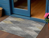 3' X 5' Pewter Gray And Gold Argyle Washable Indoor Outdoor Area Rug