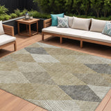 8' X 10' Wheat Taupe And Ivory Argyle Washable Indoor Outdoor Area Rug