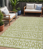 5' X 8' Sage And Ivory Geometric Washable Indoor Outdoor Area Rug