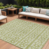 8' X 10' Sage And Ivory Geometric Washable Indoor Outdoor Area Rug
