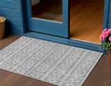 3' X 5' Gray And Ivory Geometric Washable Indoor Outdoor Area Rug