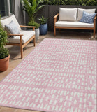 5' X 8' Pink And Ivory Geometric Washable Indoor Outdoor Area Rug