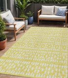 5' X 8' Yellow And Ivory Geometric Washable Indoor Outdoor Area Rug