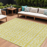 8' X 10' Yellow And Ivory Geometric Washable Indoor Outdoor Area Rug
